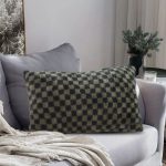 6-SOGA 30cm Urban Light Luxury Dark Green Checkered Lumbar Throw Pillow