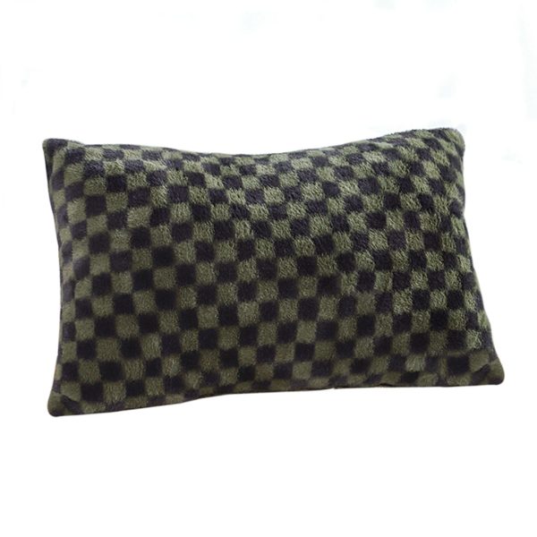 1-SOGA 30cm Urban Light Luxury Dark Green Checkered Lumbar Throw Pillow