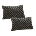 1-SOGA 2X 30cm Urban Light Luxury Dark Green Checkered Lumbar Throw Pillow