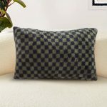 4-SOGA 2X 30cm Urban Light Luxury Dark Green Checkered Lumbar Throw Pillow