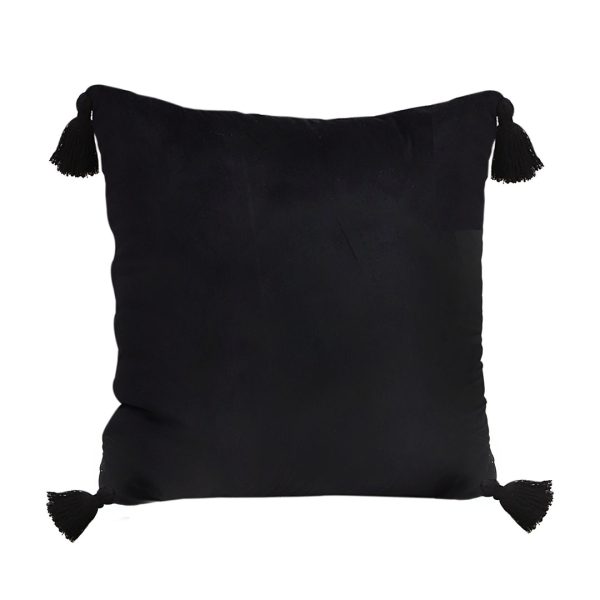 1-SOGA 45X Black Vintage Butterfly Pillow Tassel Velvet Square Throw Pillow