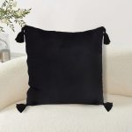2-SOGA 2X Black Vintage Butterfly Pillow Tassel Velvet Square Throw Pillow