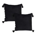 1-SOGA 2X Black Vintage Butterfly Pillow Tassel Velvet Square Throw Pillow
