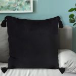 4-SOGA 2X Black Vintage Butterfly Pillow Tassel Velvet Square Throw Pillow