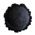 1-SOGA 45cm Butterfly Black Vintage Lotus Leaf Edge Round Throw Pillow