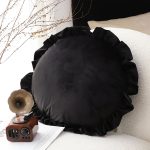 2-SOGA 2X 45X Butterfly Black Vintage Lotus Leaf Edge Round Throw Pillow