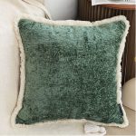 2-SOGA 45cm Jade Green Home aesthetic chenille texture tassel square Throw Pillow