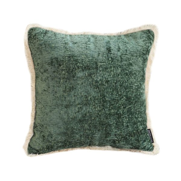 1-SOGA 45cm Jade Green Home aesthetic chenille texture tassel square Throw Pillow