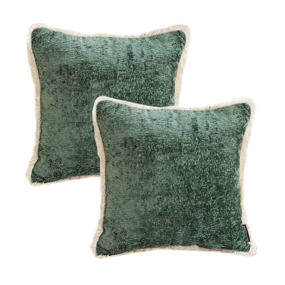 1-SOGA 2X 45cm Jade Green Home aesthetic chenille texture tassel square Throw Pillow