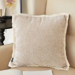 4-SOGA 45cm Milk Coffee Home Aesthetic Chenille Texture Tassel Square Throw pillow