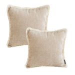1-SOGA 2X 45cm Milk Coffee Home Aesthetic Chenille Texture Tassel Square Throw pillow