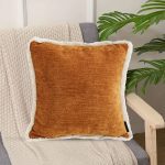 3-SOGA 45cm Home Aesthetic Chenille Texture Tassel Square Sunset Orange Throw Pillow