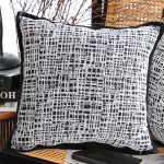 2-SOGA 45cm Vintage Leopard Print Sofa Black & White Grid Wide Edge Square Throw Pillow