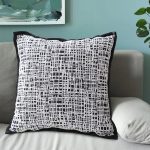 4-SOGA 45cm Vintage Leopard Print Sofa Black & White Grid Wide Edge Square Throw Pillow