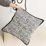 6-SOGA 45cm Vintage Leopard Print Sofa Black & White Grid Wide Edge Square Throw Pillow