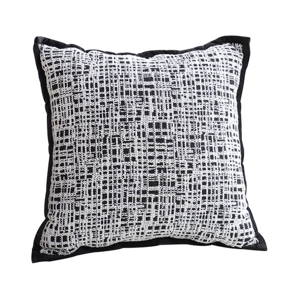 1-SOGA 45cm Vintage Leopard Print Sofa Black & White Grid Wide Edge Square Throw Pillow