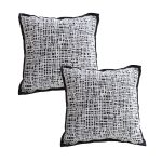 1-SOGA 2X 45cm Vintage Leopard Print Sofa Black & White Grid Wide Edge Square Throw Pillow