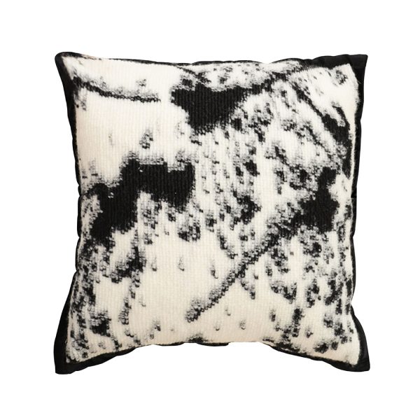 1-SOGA 45cm Light Vintage Leopard Print Black & White Ink Splatter Wide-Edge SquareThrow Pillow