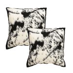 1-SOGA 2X 45cm Light Vintage Leopard Print Black & White Ink Splatter Wide-Edge SquareThrow Pillow