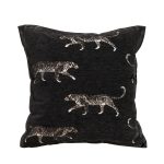 1-SOGA 45cm Light Luxury Vintage Leopard Print Square Black Throw Pillow