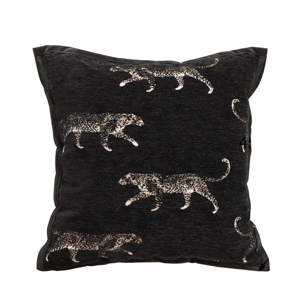 1-SOGA 45cm Light Luxury Vintage Leopard Print Square Black Throw Pillow