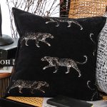 2-SOGA 2X 45cm Light Luxury Vintage Leopard Print Square Black Throw Pillow