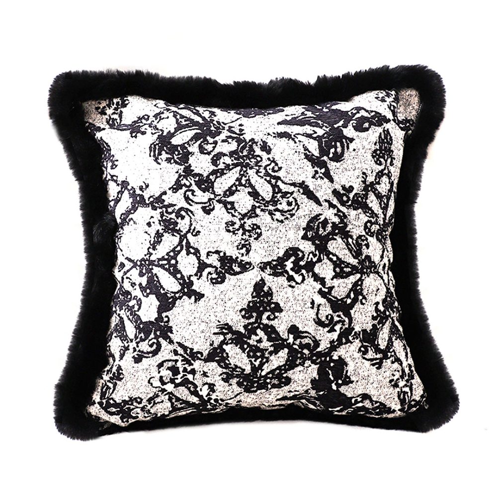 1-SOGA 45cm Vintage Black Herringbone Pillowcase Set & Square Throw Pillow