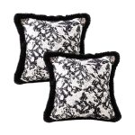 1-SOGA 2X 45cm Vintage Black Herringbone Pillowcase Set & Square Throw Pillow