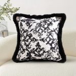 3-SOGA 2X 45cm Vintage Black Herringbone Pillowcase Set & Square Throw Pillow