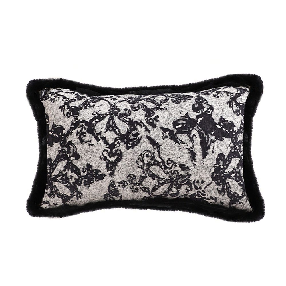 1-SOGA 35cm Vintage Black Pillowcase Set Black Herringbone Pattern Lumbar Throw Pillow
