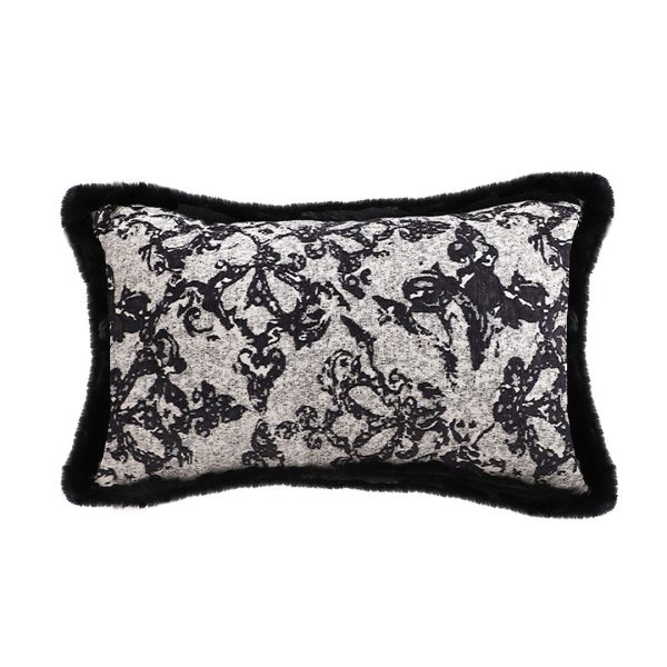 1-SOGA 35cm Vintage Black Pillowcase Set Black Herringbone Pattern Lumbar Throw Pillow