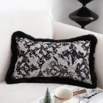 2-SOGA 2X 35cm Vintage Black Pillowcase Set Black Herringbone Pattern Lumbar Throw Pillow