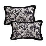 1-SOGA 2X 35cm Vintage Black Pillowcase Set Black Herringbone Pattern Lumbar Throw Pillow