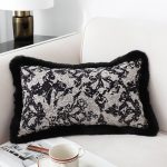 4-SOGA 2X 35cm Vintage Black Pillowcase Set Black Herringbone Pattern Lumbar Throw Pillow