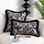 6-SOGA 2X 35cm Vintage Black Pillowcase Set Black Herringbone Pattern Lumbar Throw Pillow