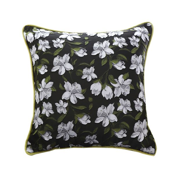 1-SOGA 45cm Subtle Foliage Green Pillow Subtle Orchid Blossom Square Throw Pillow