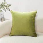 4-SOGA 2X 45cm Subtle Fluorescent Green Foliage Velvet Square Throw Pillow