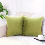 6-SOGA 2X 45cm Subtle Fluorescent Green Foliage Velvet Square Throw Pillow