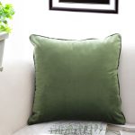 2-SOGA 45cm Subtle Army Green Foliage Velvet Square Throw Pillow