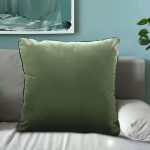 4-SOGA 2X 45cm Subtle Army Green Foliage Velvet Square Throw Pillow