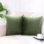 6-SOGA 2X 45cm Subtle Army Green Foliage Velvet Square Throw Pillow