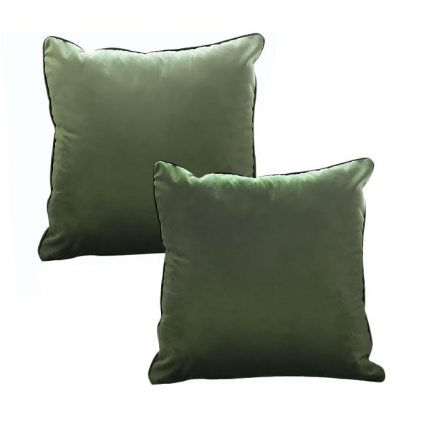 1-SOGA 2X 45cm Subtle Army Green Foliage Velvet Square Throw Pillow