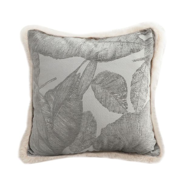 1-SOGA 45cm Wabi-sabi Raised Embroidery Leaf & Square Throw Pillow