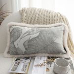2-SOGA 35cm Wabi-sabi Rectangular Raised Embroidery Leaf & Lumbar Throw Pillow