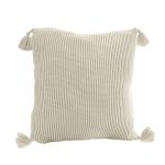 1-SOGA 45cm Khaki Wabi-Sabi Thickened Cotton Tassel Square  Throw Pillow