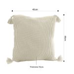 5-SOGA 45cm Khaki Wabi-Sabi Thickened Cotton Tassel Square  Throw Pillow