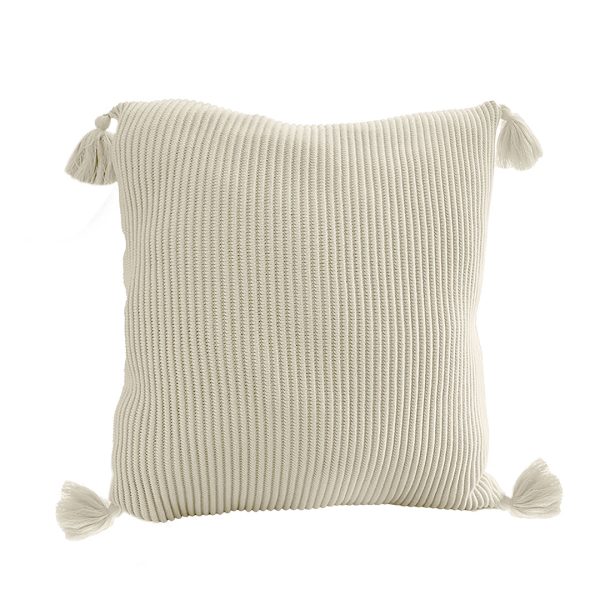 1-SOGA 45cm Khaki Wabi-Sabi Thickened Cotton Tassel Square  Throw Pillow
