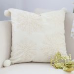 2-SOGA 45cm Throw Pillow  White Soft Plush Cushion Christmas Snowflake Ball Square For festive Holiday