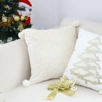 3-SOGA 2X 45cm Throw Pillow White Soft Plush Cushion Christmas Snowflake Ball Square For festive Holiday