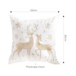 6-SOGA 2X 45cm Throw Pillow White with Golden Christmas Reindeer Festive Cushion for Cozy Winter Decor